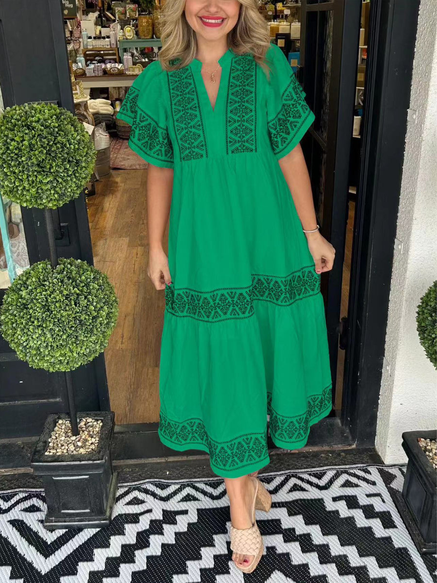 Embroidered Chic Comfy Dress