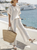 Summer Loose Striped Linen Set