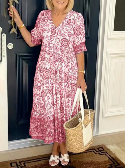 Chic Floral V-Neck Dress