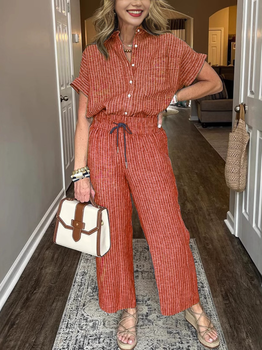 Classic Striped Linen Set