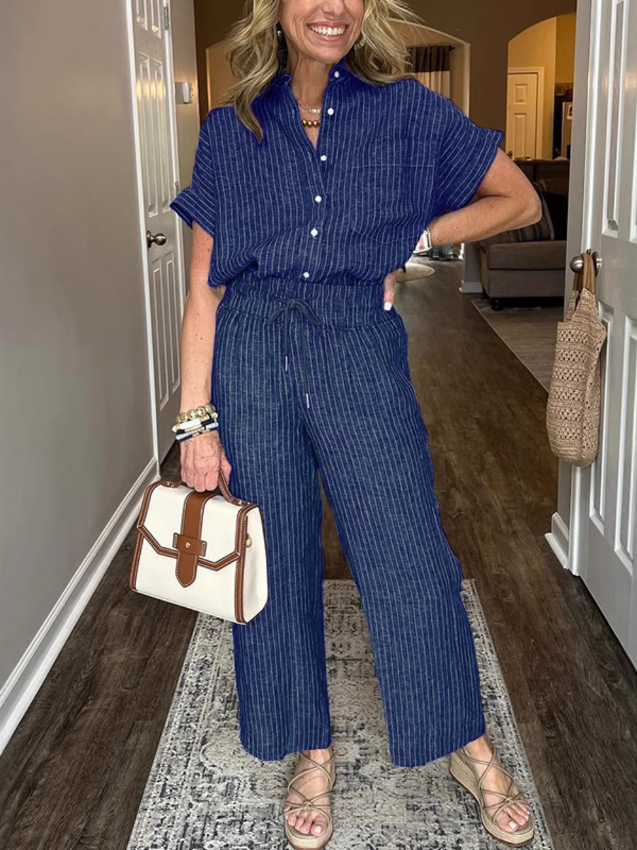 Classic Striped Linen Set