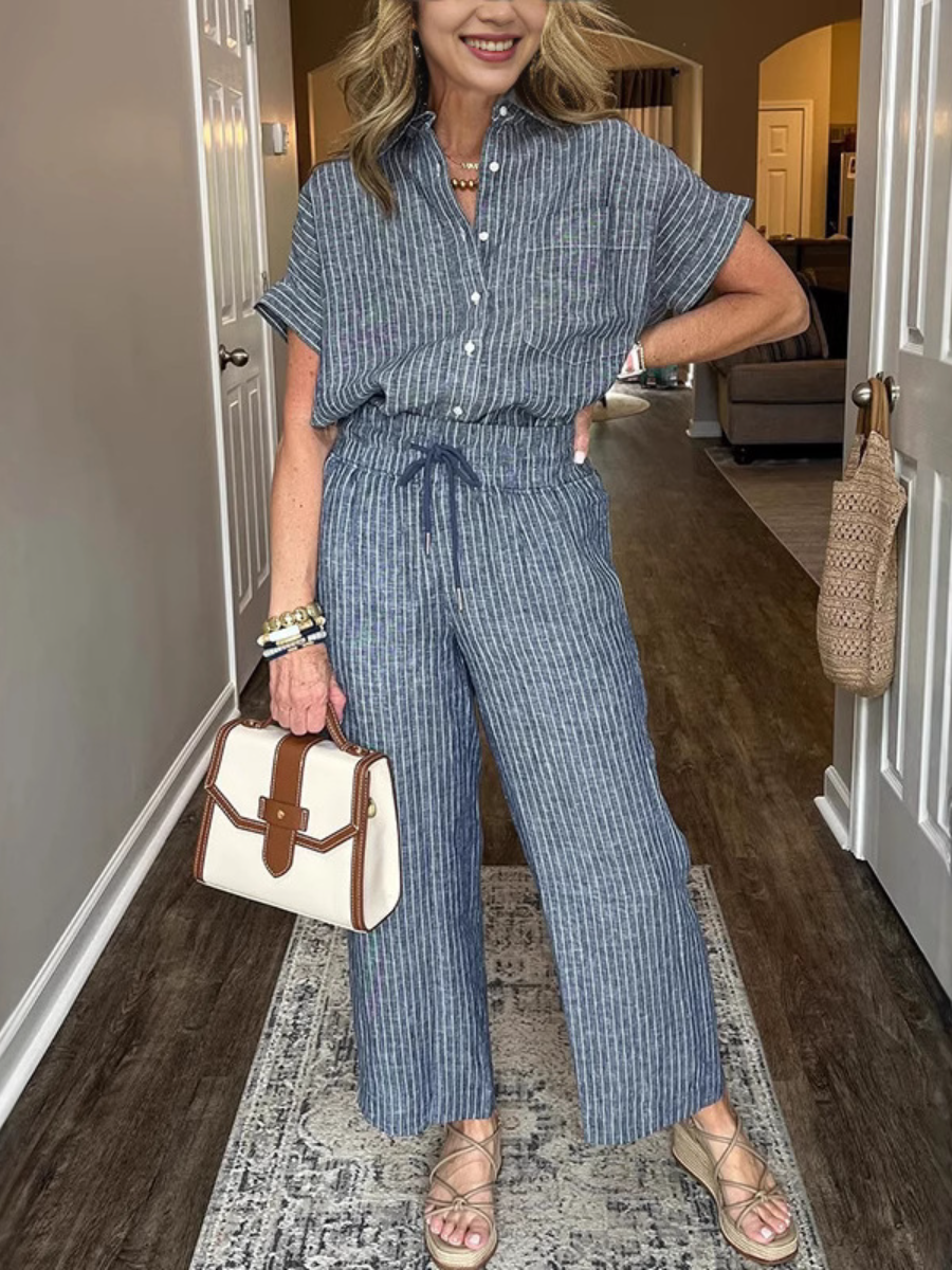 Classic Striped Linen Set