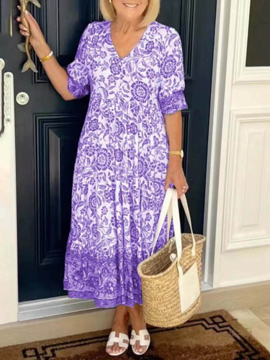 Chic Floral V-Neck Dress