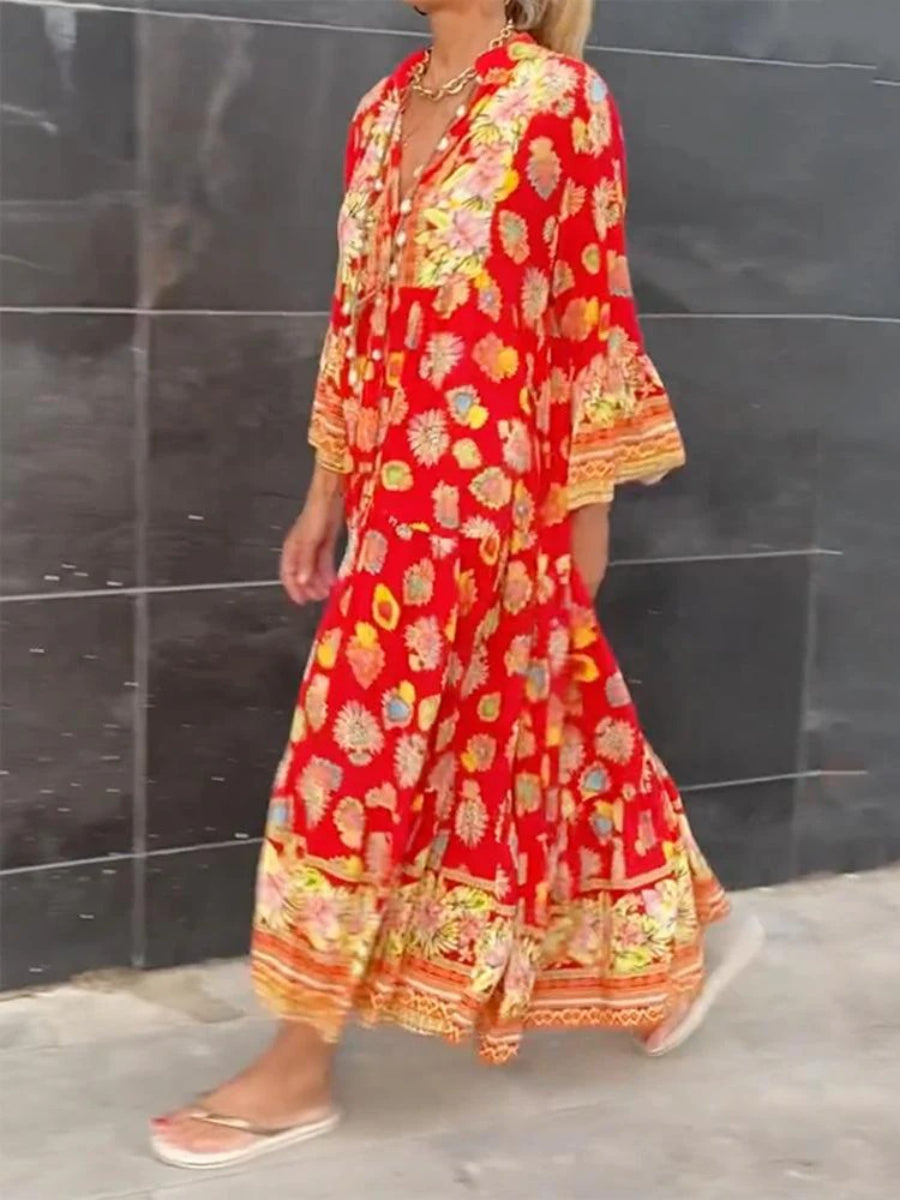 Chic Red Long Sleeve Dress